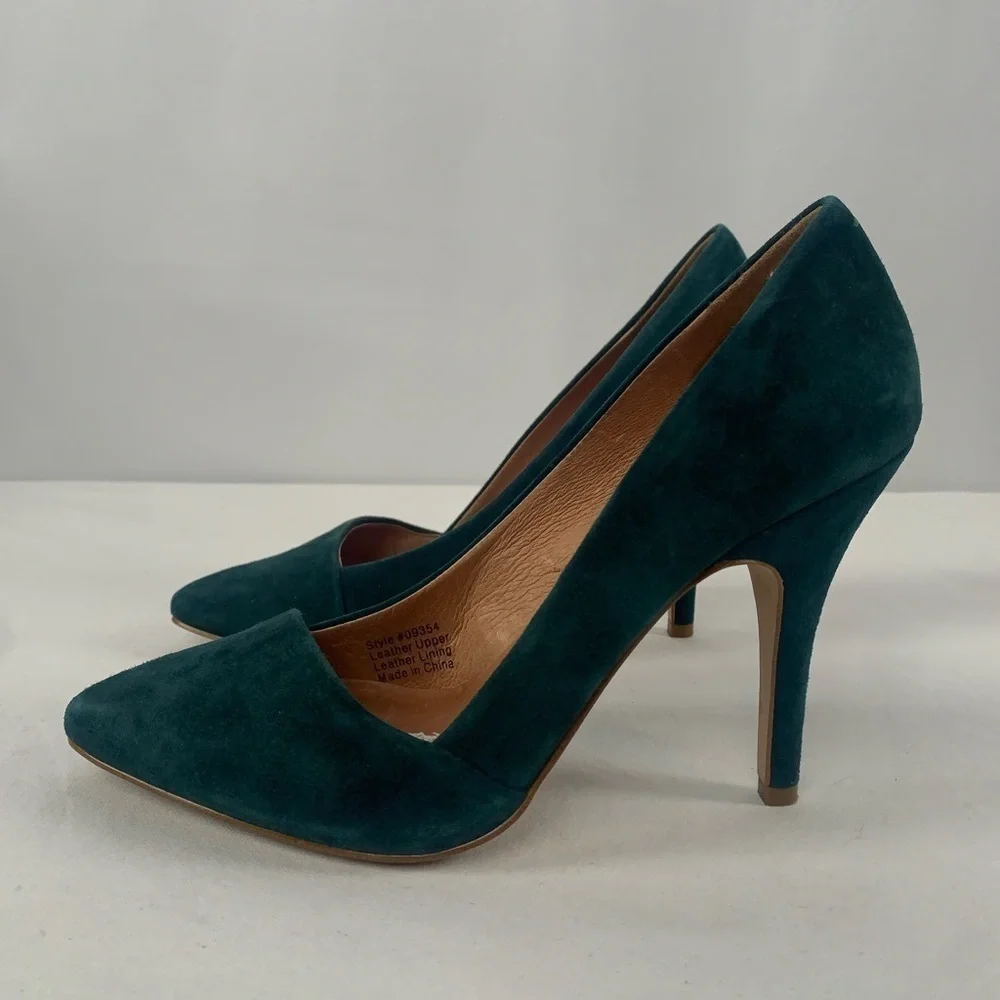 Madewell The Mira‎ Suede Point Toe Heels in Green Size 6